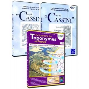 Dictionnaire des toponymes de France + Cartes anciennes de Cassini France Nord & Sud (3 CD-Rom)